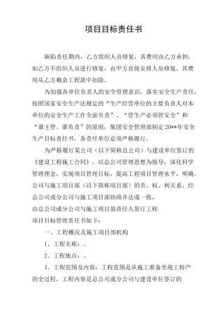 项目目标责任书