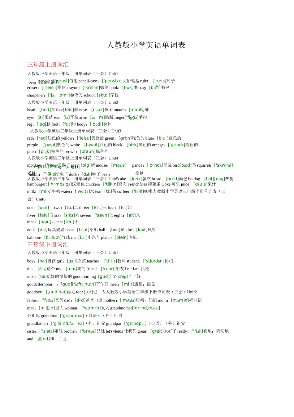 新课标人教版小学英语单词表汇总_第1页