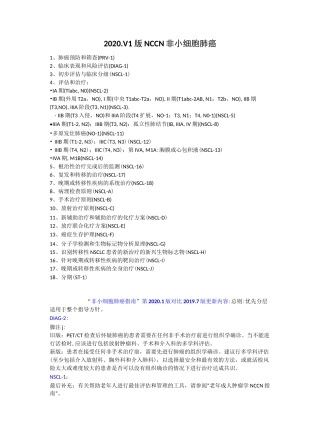 NCCN 非小细胞肺癌指南 2020.V1