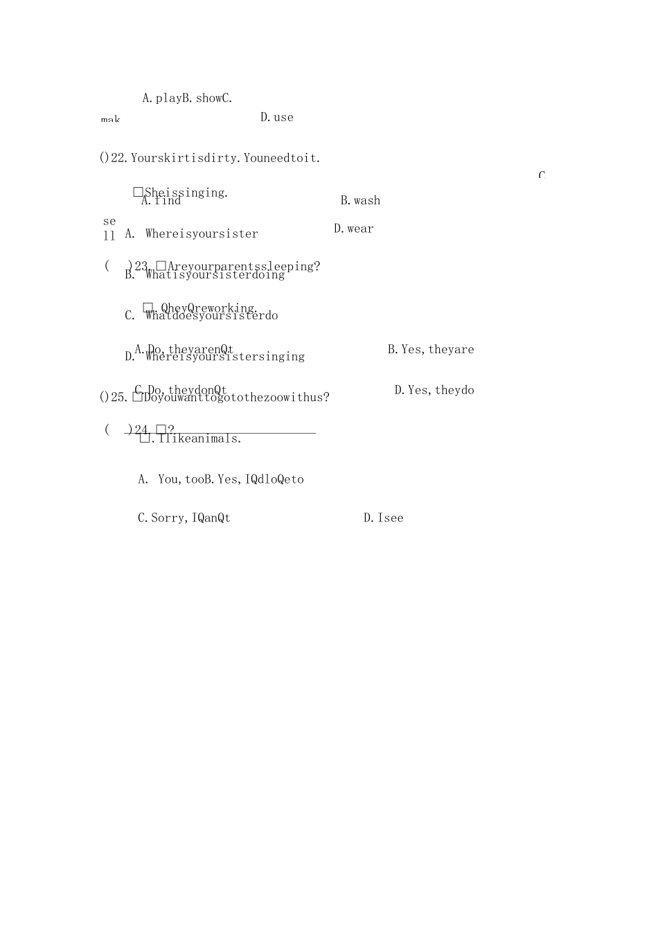 七年级人教新目标英语下册Unit 6 单元测试题含答案_第2页