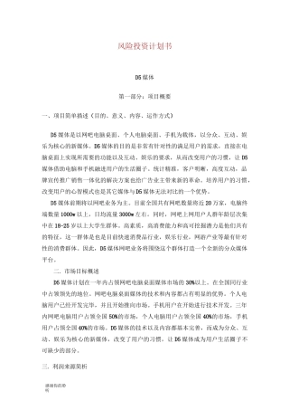 风险投资计划书
