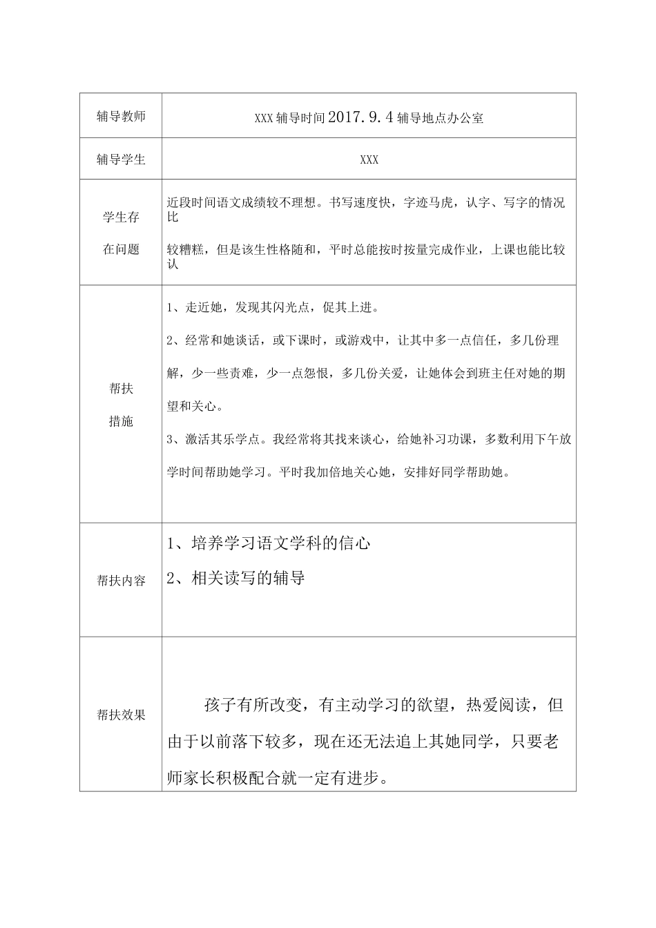 六年级学困生 留守儿童  建档立卡生一学期的帮扶记录_第2页
