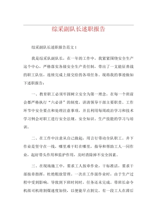 综采副队长述职报告