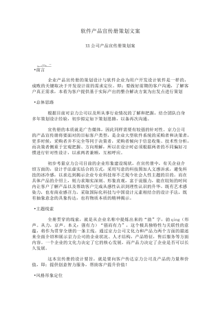 (营销策划)软件产品宣传册策划文案