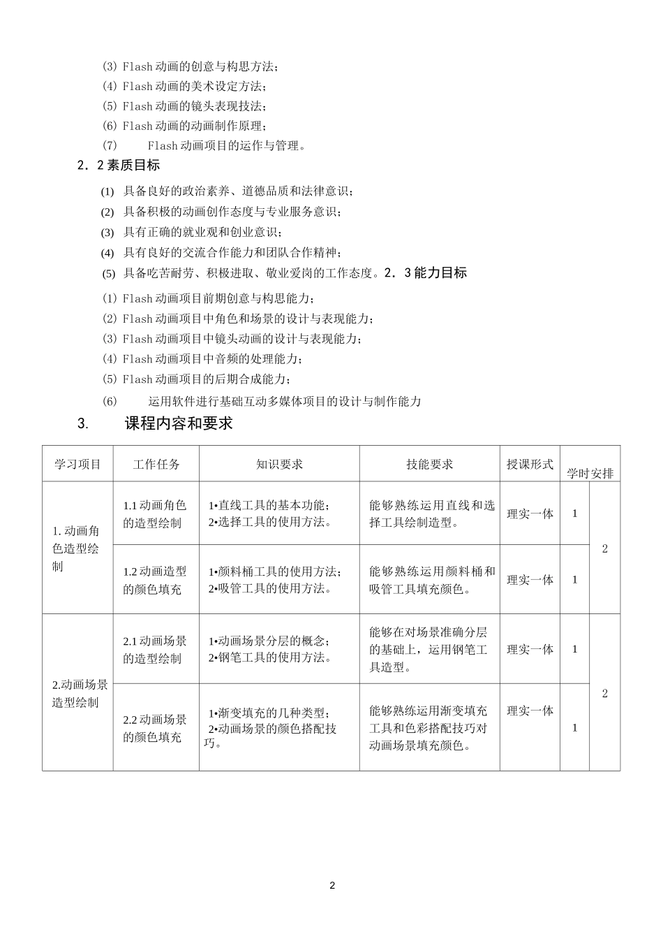 《Flash动画制作》课程标准_第2页