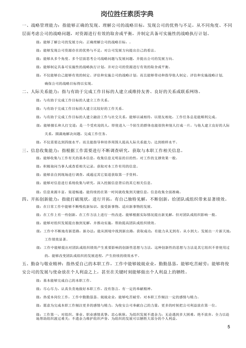 岗位胜任素质字典_第1页