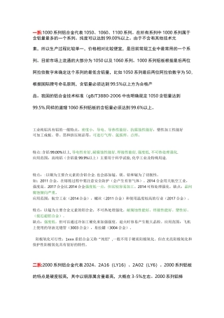 各系铝合金特点