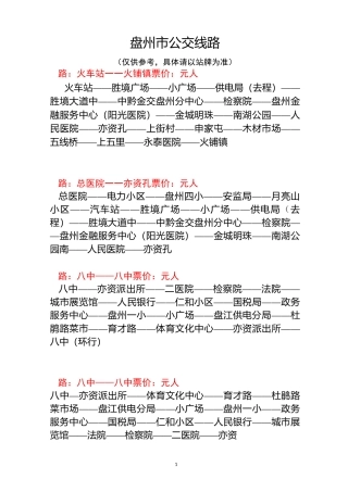 盘州公交线路