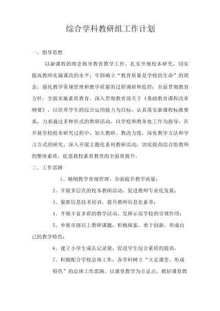 综合学科教研组工作计划