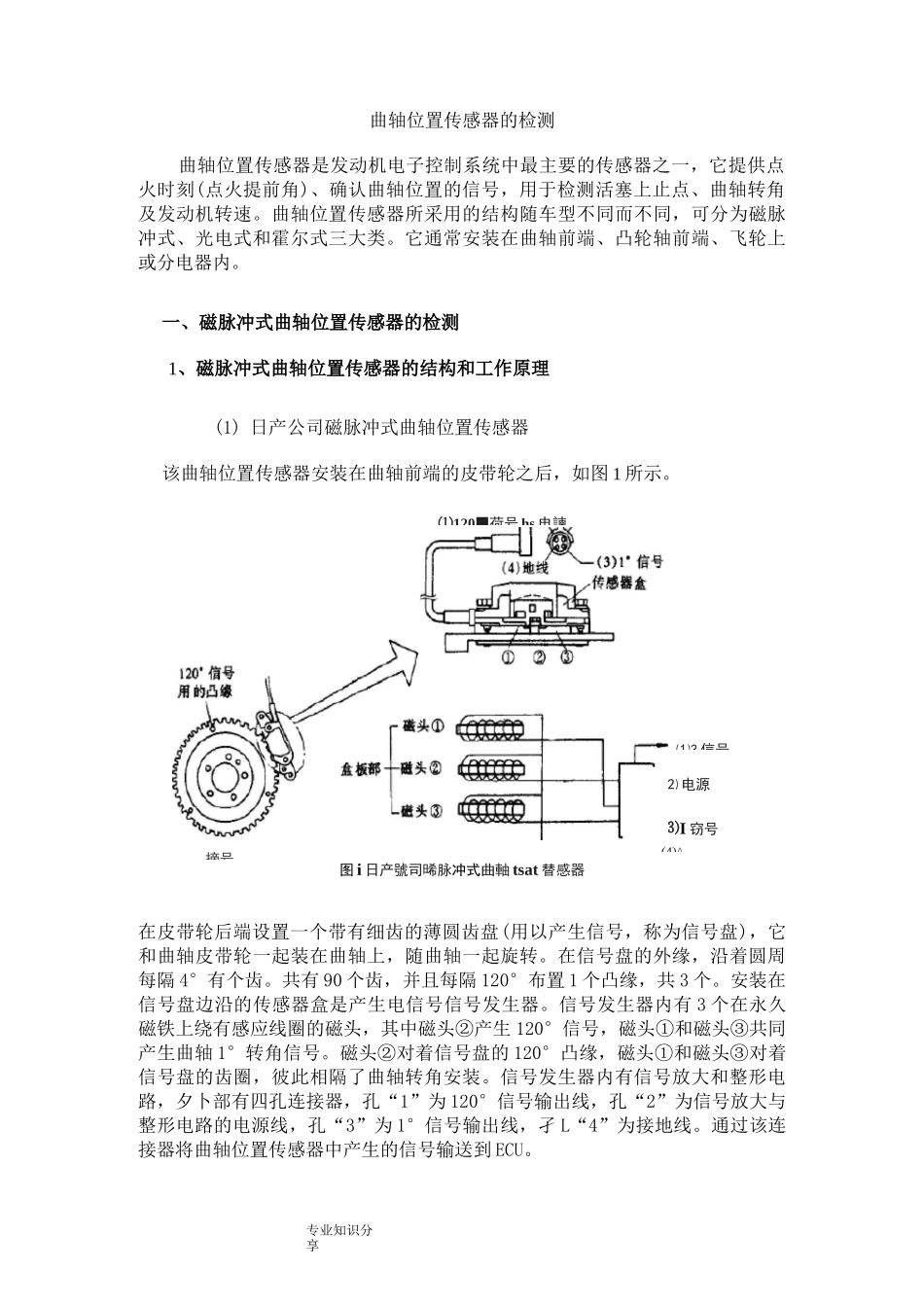 曲轴位置传感器的检测和故障案例_第1页