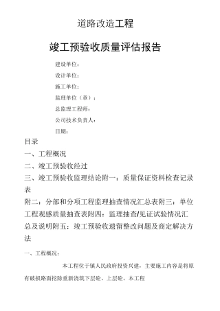 市政预验收报告