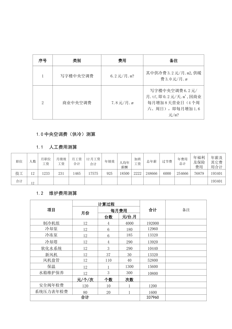 中央空调供冷和供暖费用测算报告_第2页