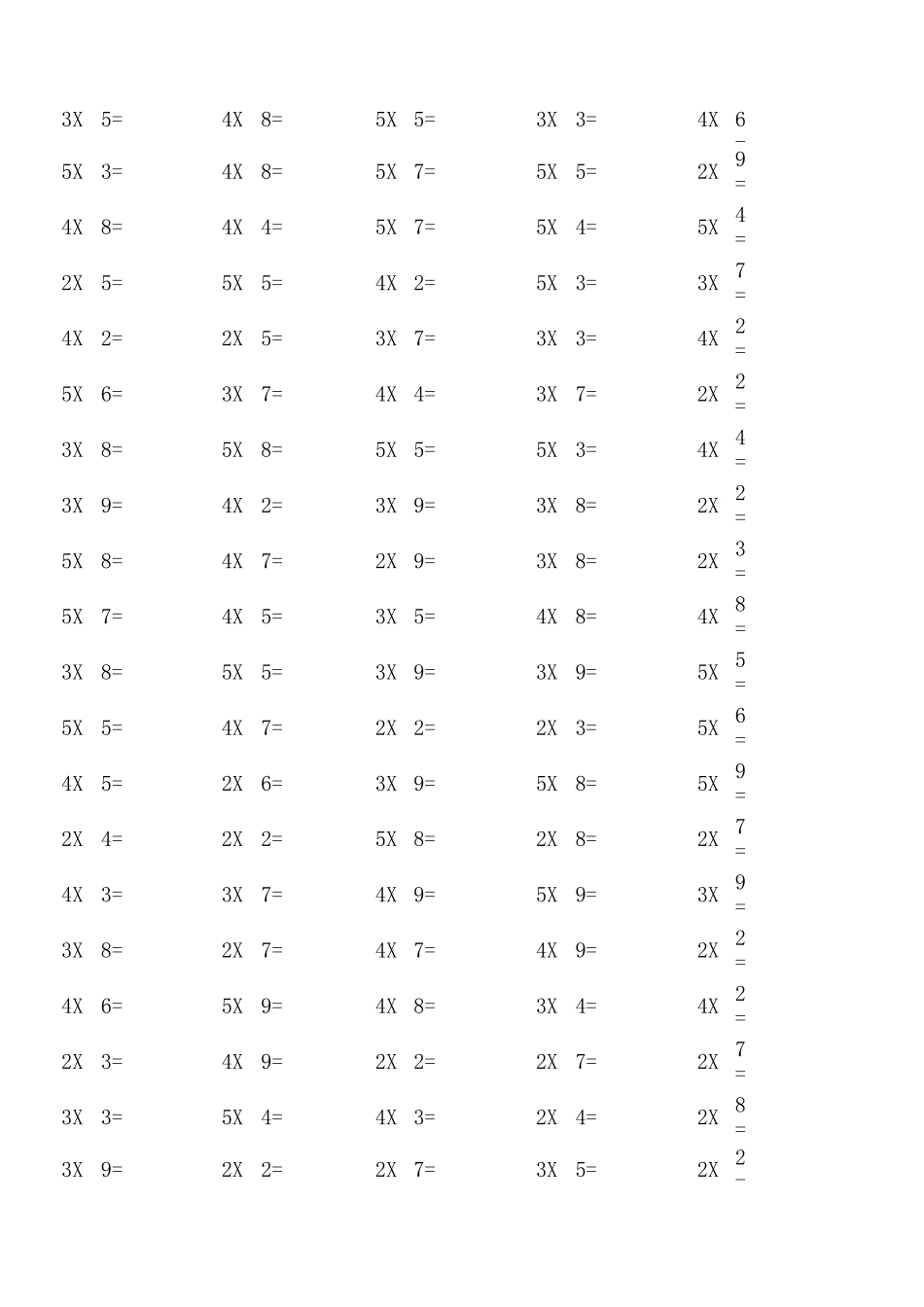 小学二年级2-5乘法口算练习1000道_第3页