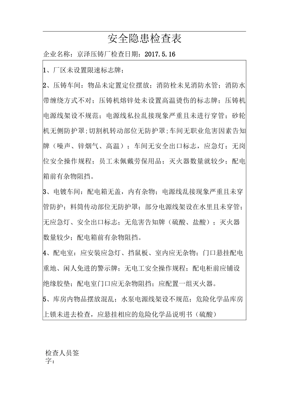 安全隐患检查表_第2页