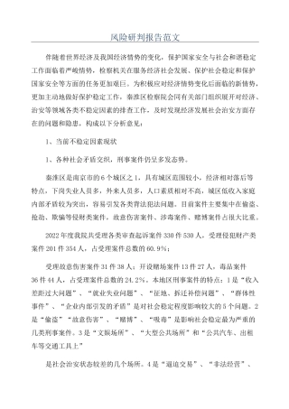 风险研判报告范文