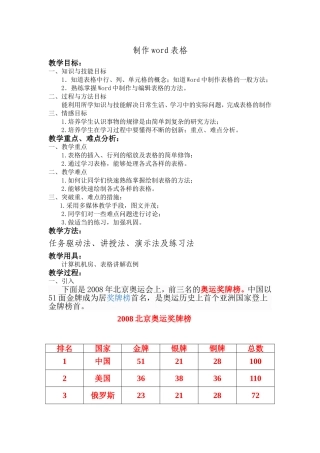 《制作word表格》教案