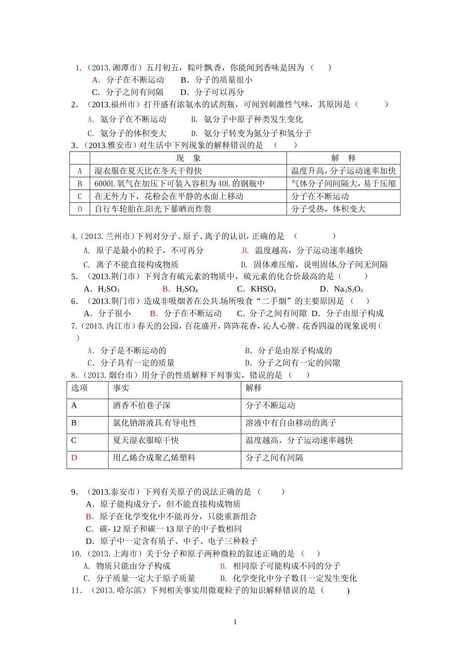 2013物质构成的奥秘_第1页