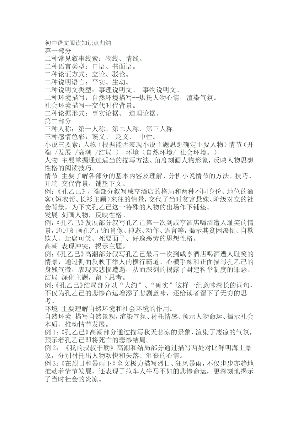 初中语文阅读知识点归纳_第1页