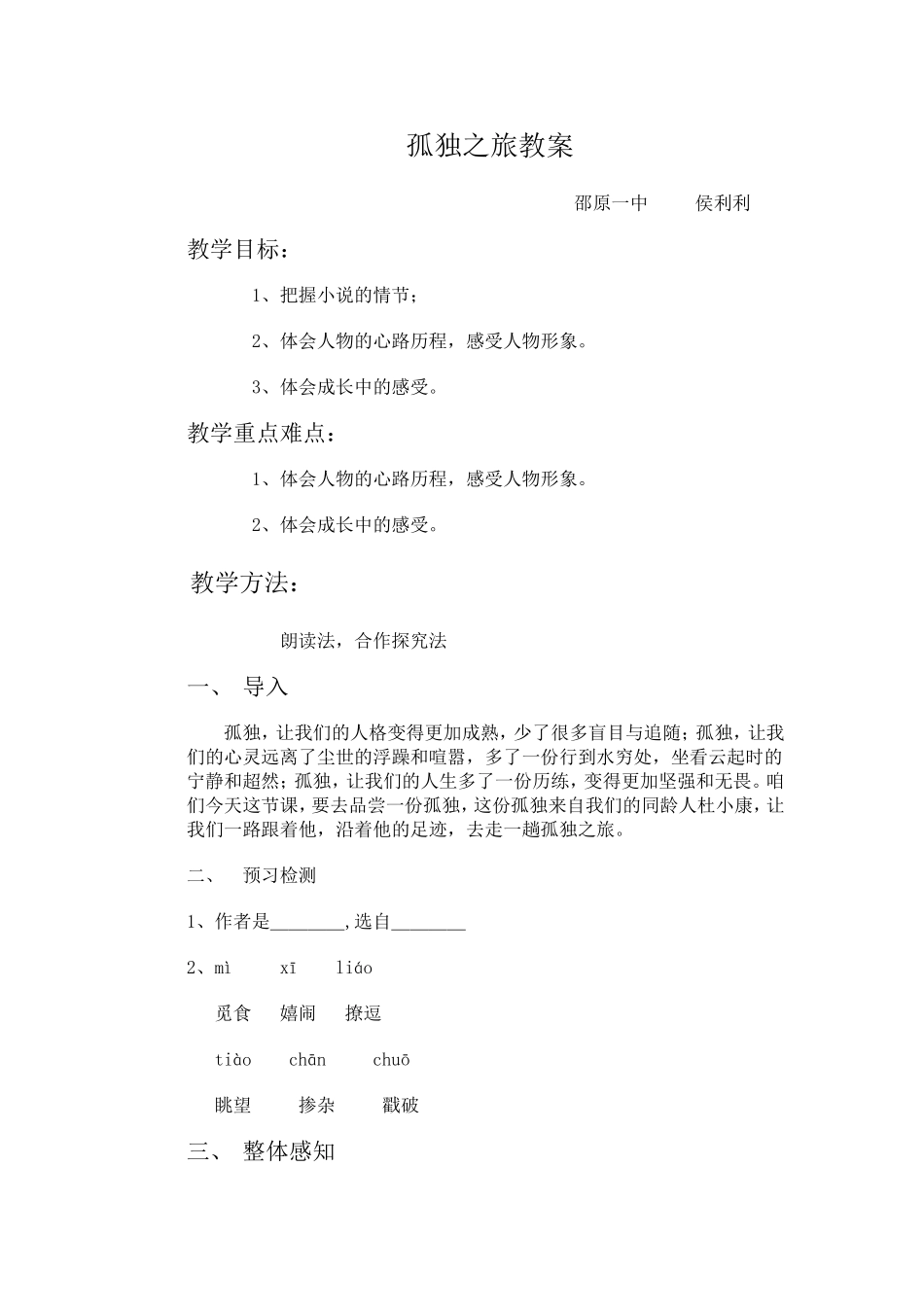 孤独之旅教案_第1页