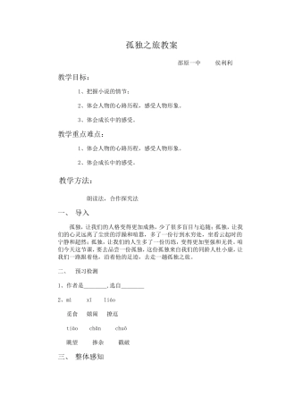 孤独之旅教案