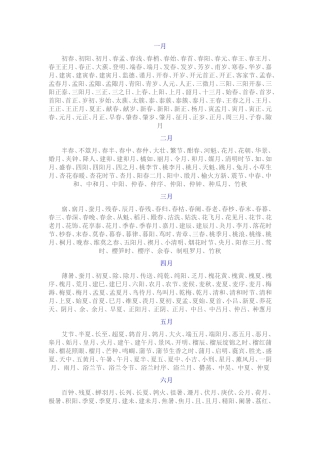 个月份的雅称