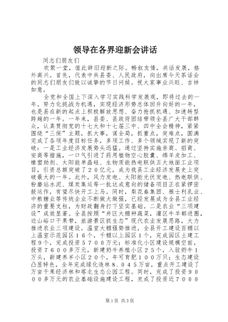 领导在各界迎新会讲话发言