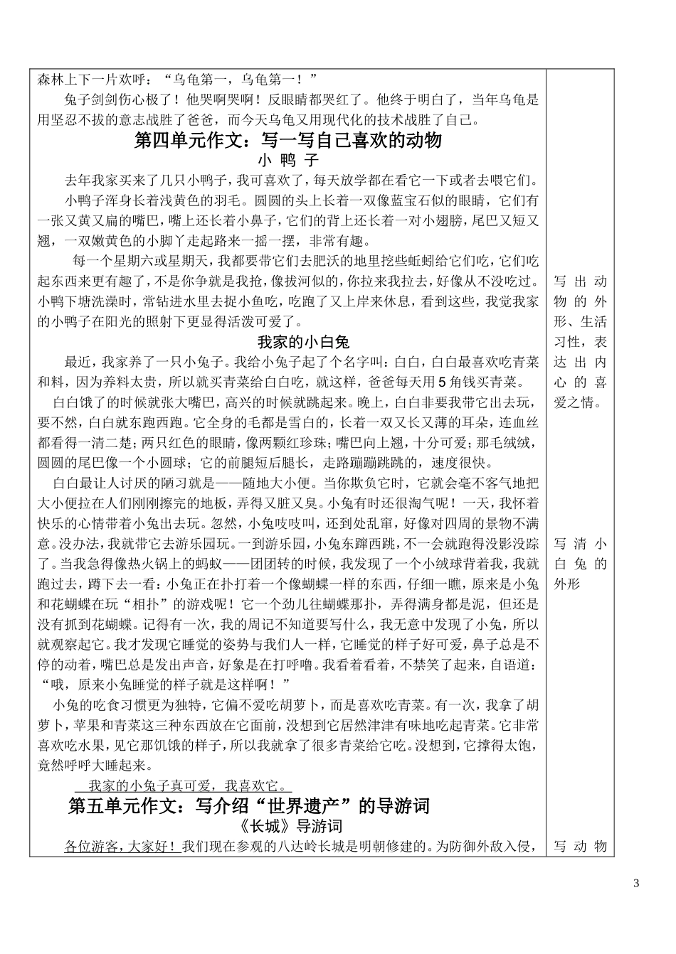 四年级上册语文各单元作文类型及范文_第3页