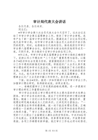 审计局代表大会讲话发言