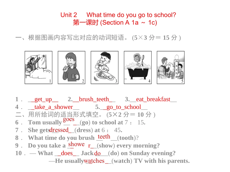 2015新人教版七年级英语下册Unit2同步习题精讲课件_第1页