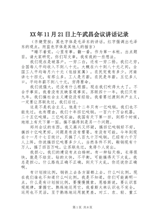 XX年11月21日上午武昌会议讲话发言记录