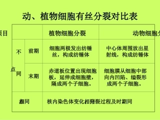 动植物有丝分裂比较