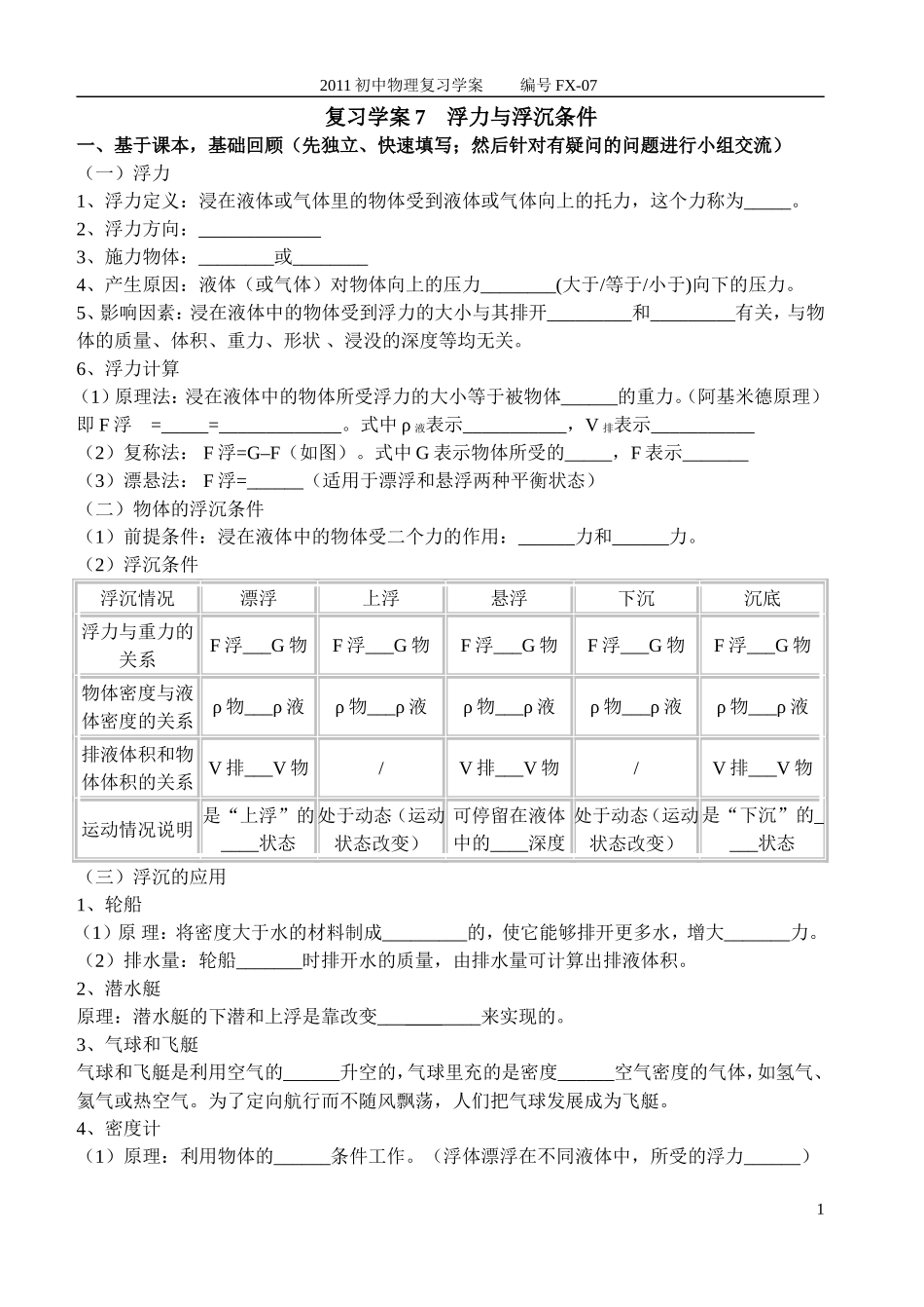 2011年浮力复习学案修改后_第1页