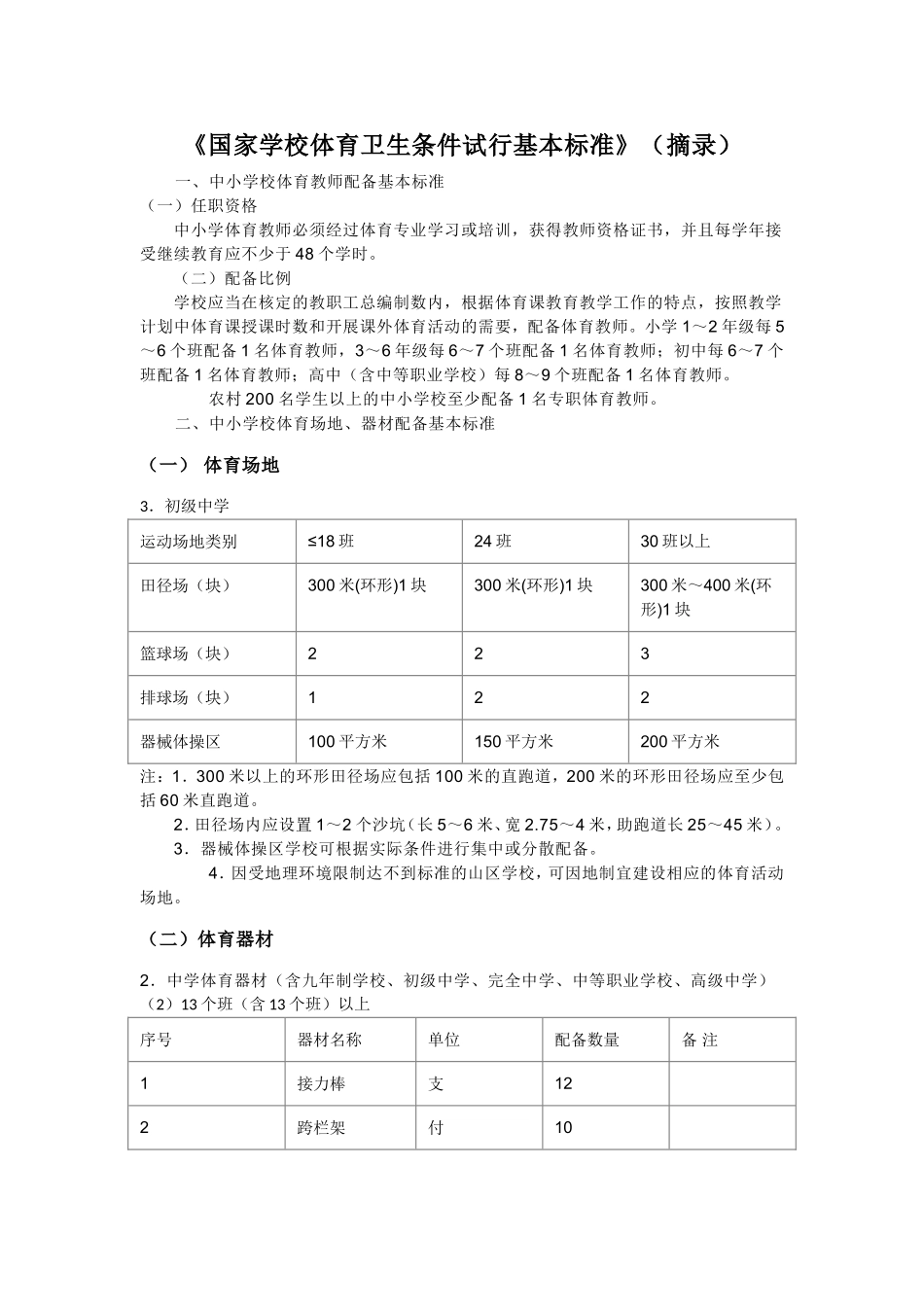 国家学校体育卫生条件试行基本标准_第1页