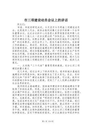 市三项建设动员会议上的讲话发言