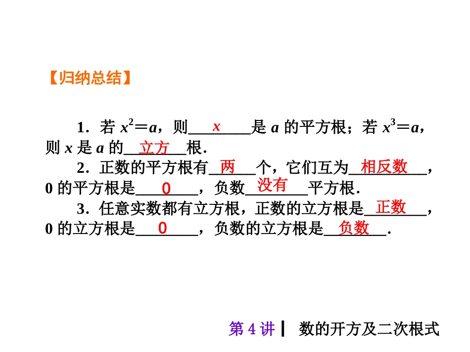 2015人教新课标中考总复习课件(第4讲数的开方及二次根式)_第3页
