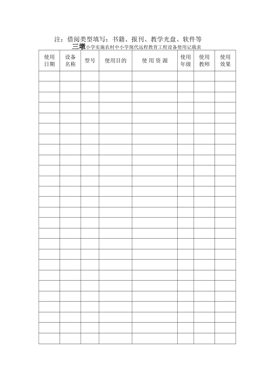 远教资源借阅使用登记表_第2页