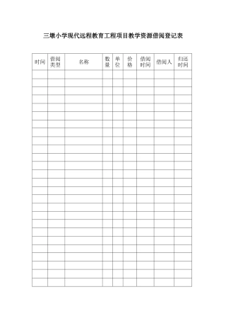 远教资源借阅使用登记表
