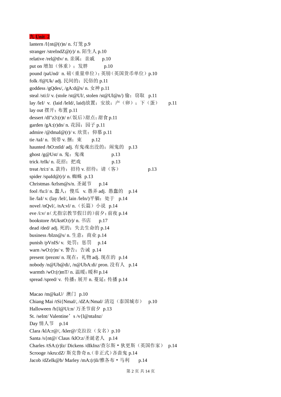 九年级单词全_第2页