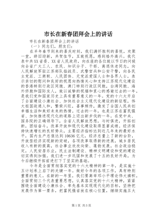 市长在新春团拜会上的讲话发言
