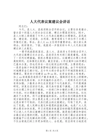 人大代表议案建议会讲话发言