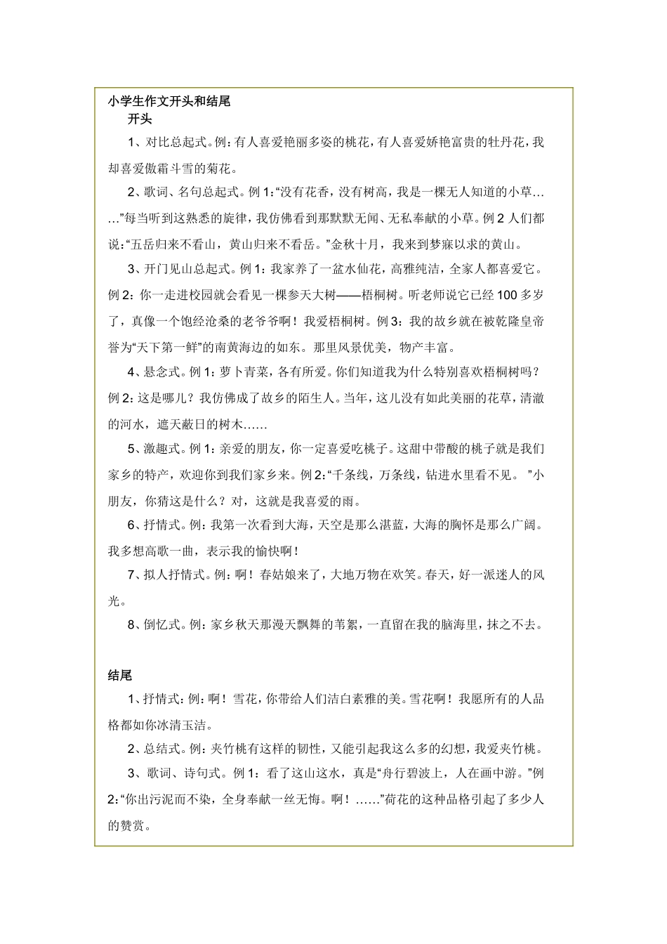 小学生作文开头和结尾_第1页