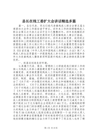 县长在残工委扩大会讲话发言精选多篇