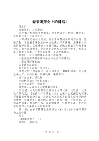 春节团拜会上的讲话发言1