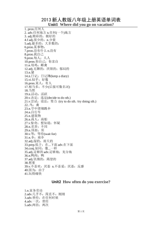 2013新人教版八年级上册英语单词表默写版[1]