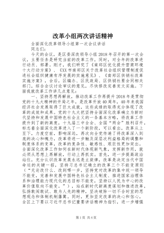 改革小组两次讲话发言精神
