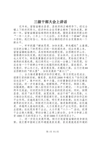 三级干部大会上讲话发言