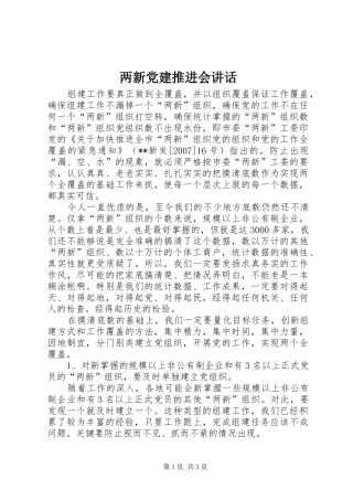 两新党建推进会讲话发言