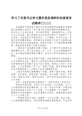 学习了市委书记李文慧在我县调研时的重要讲话发言精神[1]1[1]