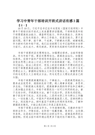 学习中青年干部培训开班式讲话发言有感3篇