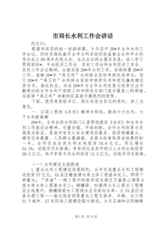市局长水利工作会讲话发言